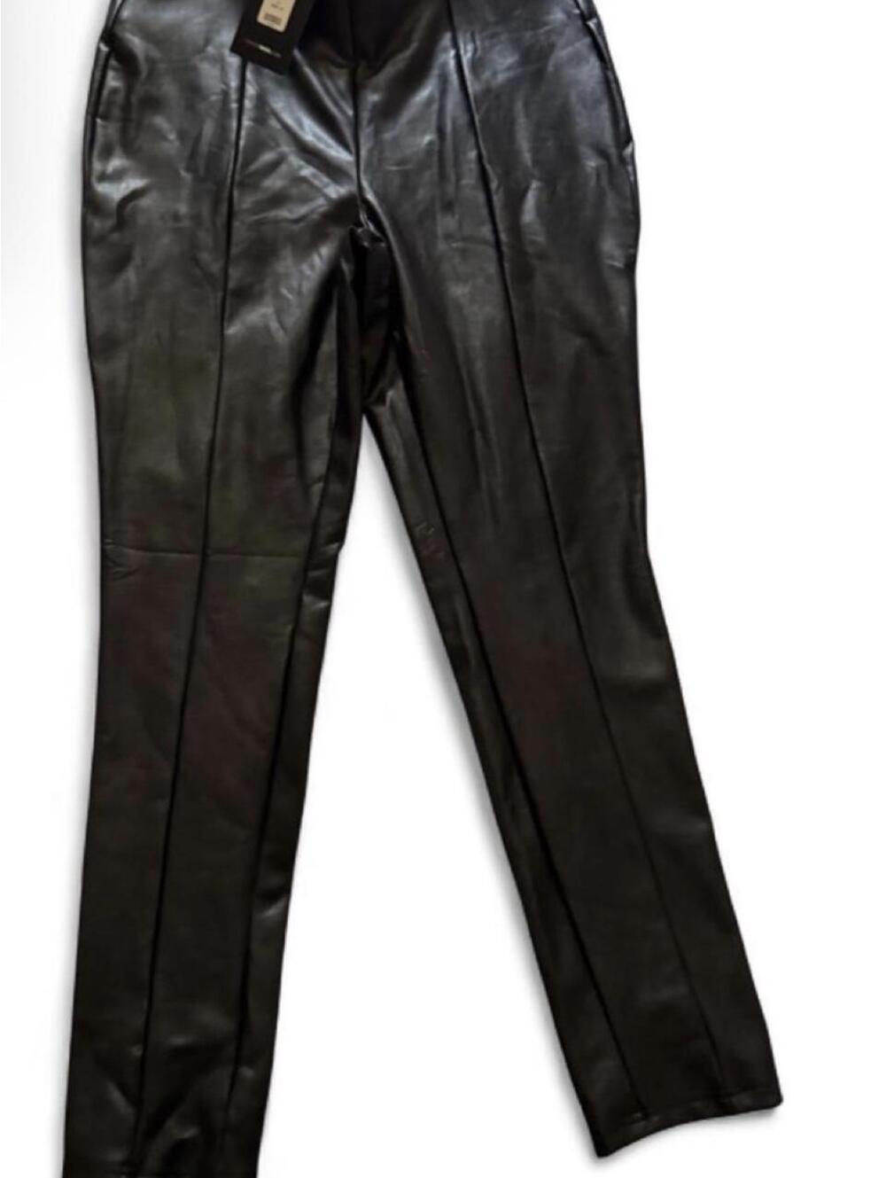 NWT Fashion Nova Sleek Black Vegan Leather Skinny Pants size 1X